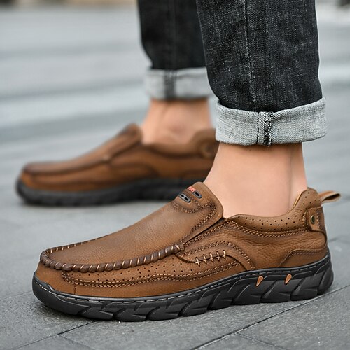 

Men's Loafers & Slip-Ons Casual Classic Daily Office & Career PU Black Khaki Brown Spring Summer