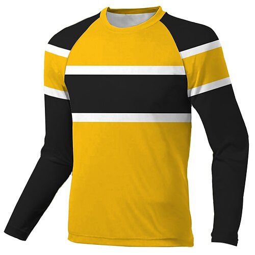 

Men's Downhill Jersey Long Sleeve Black Yellow Patchwork Bike Breathable Quick Dry Polyester Spandex Sports Patchwork Clothing Apparel / Stretchy