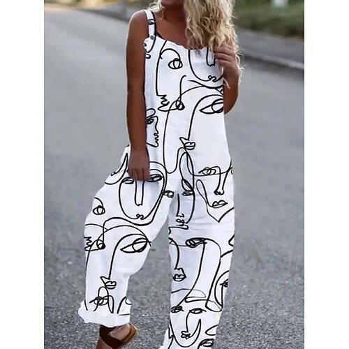 

Women's Pants Trousers Jumpsuit Rompers Green Blue White Mid Waist Fashion Casual Weekend Print Micro-elastic Full Length Comfort Leaf M L XL XXL / Loose Fit