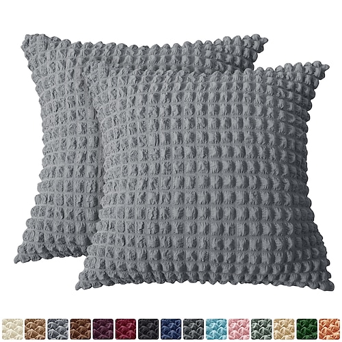 

Pack of 2 Throw Pillow Covers Seersucker Bubble Pattern Square Pillow Case 4545cm for Bedroom Livingroom