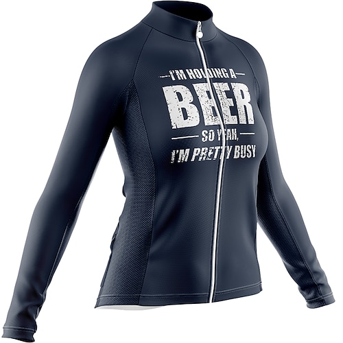 

Women's Cycling Jersey Long Sleeve Bike Jersey with 3 Rear Pockets Mountain Bike MTB Road Bike Cycling Breathable Ultraviolet Resistant Quick Dry Black Dark Navy Polyester Sports Clothing Apparel