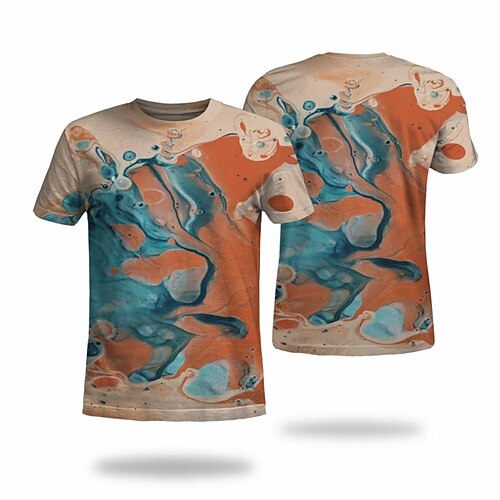 

Men's T shirt Tee Tee Graphic Round Neck Orange Short Sleeve 3D Print Casual Daily 3D Print Tops Fashion Cool Designer Comfortable / Summer / Summer