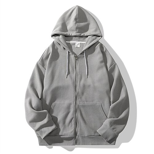 

Men's Full Zip Hoodie Jacket Solid Color Zipper Sports Outdoor Daily Sports Basic Casual Hoodies Sweatshirts Black Gray Khaki