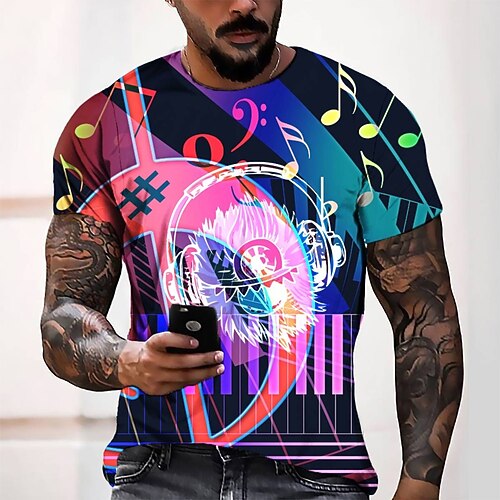 

Men's T shirt Tee Tee Graphic Round Neck Red Short Sleeve 3D Print Casual Daily 3D Print Tops Fashion Cool Designer Comfortable / Summer / Summer