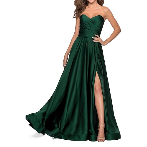 

Women's Party Dress Swing Dress Emerald Green Dress Long Dress Maxi Dress Dark Green Sleeveless Pure Color Ruched Winter Fall Strapless Modern Party Wedding Guest 2022 S M L XL XXL 3XL
