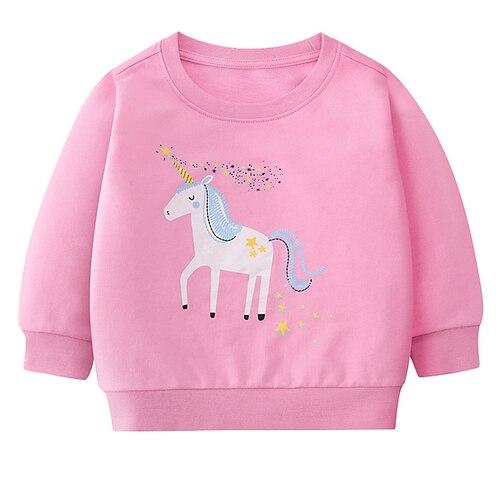 

Kids Girls' Sweatshirt Cartoon School Long Sleeve Active Cotton 3-6 Years Fall Pink