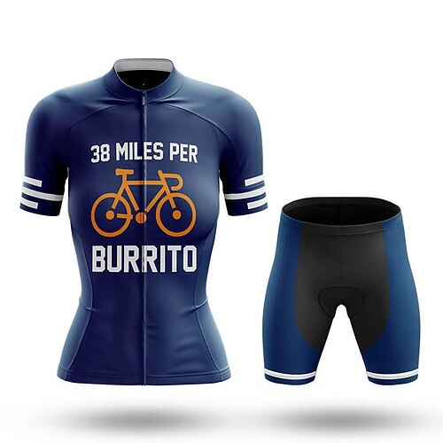 

Women's Cycling Jersey with Shorts Short Sleeve Mountain Bike MTB Road Bike Cycling White Blue Yellow Novelty Bike Jersey Padded Shorts / Chamois Clothing Suit Reflective Strips Back Pocket Spandex