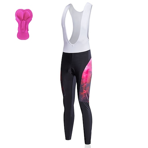 

21Grams Women's Cycling Bib Tights Bike Bottoms Mountain Bike MTB Road Bike Cycling Sports Galaxy 3D Pad Cycling Breathable Quick Dry Rose Red Polyester Spandex Clothing Apparel Bike Wear / Stretchy