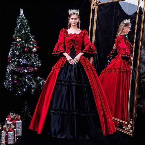 

Princess Shakespeare Gothic Rococo Vintage Inspired Medieval Dress Party Costume Christmas Dress Women's Costume Vintage Cosplay Party Masquerade Wedding Party 3/4-Length Sleeve Ball Gown Dress