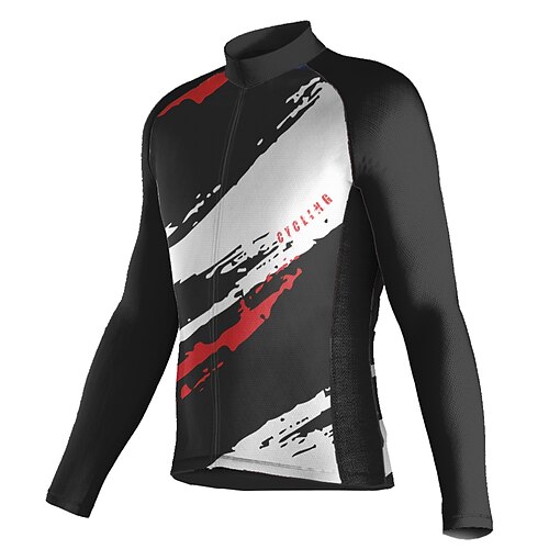

21Grams Men's Cycling Jersey Long Sleeve Bike Top with 3 Rear Pockets Mountain Bike MTB Road Bike Cycling Breathable Quick Dry Moisture Wicking Reflective Strips Black Graffiti Polyester Spandex