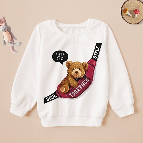 

Kids Unisex Sweatshirt Graphic Daily Long Sleeve Crewneck Neutral 3-8 Years Fall White