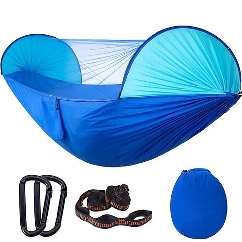 

Camping Hammock with Mosquito Net Hammock Rain Fly Outdoor Portable Anti-Mosquito Ultra Light (UL) Breathable Parachute Nylon with Carabiners and Tree Straps for 2 person Camping / Hiking Hunting