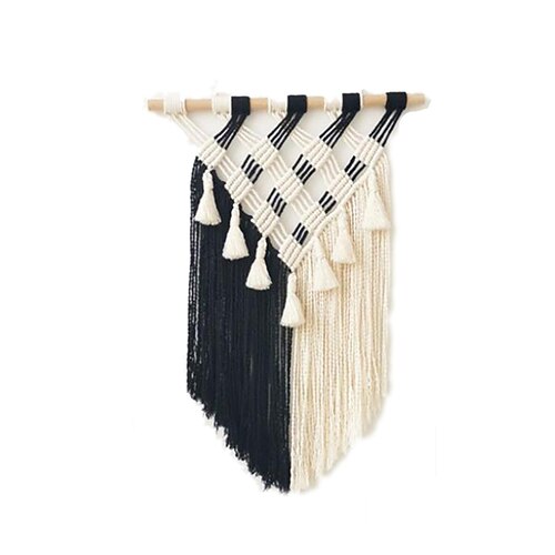 

Boho Hand Woven Macrame Wall Tapestry Bohemian Boho Art Decor Hanging Wedding Backdrop Home Bedroom Living Room Decoration Nordic Handmade Tassel Cotton