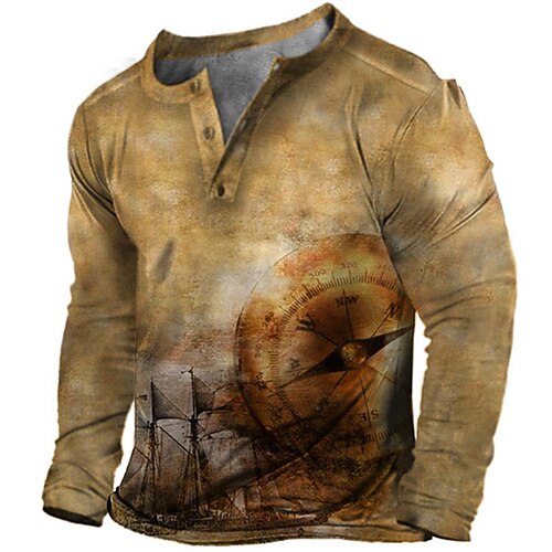 

Men's Unisex Sweatshirt Pullover Graphic Prints Print Casual Daily Sports 3D Print Designer Casual Compass Hoodies Sweatshirts Long Sleeve Brown