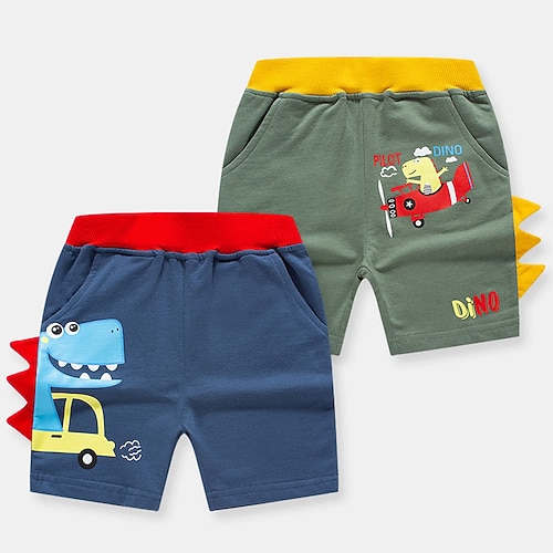

Kids Boys Shorts Green Blue Dinosaur Spring Summer Active Sport 3-10 Years