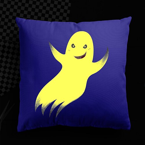 

Halloween UV Reactive Cushion Cover 1PC Soft Decorative Ghost Square Throw Pillow Cover Cushion Case Pillowcase for Bedroom Livingroom Superior Quality Machine Washable Indoor Cushion for Sofa Couch Bed Chair