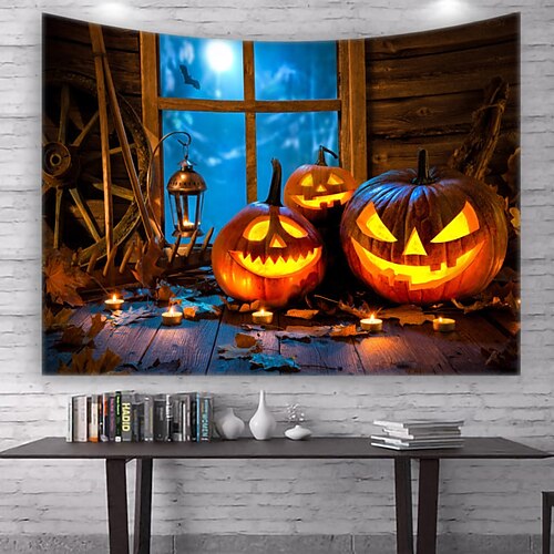 

Halloween Party Wall Tapestry Art Decor Blanket Curtain Hanging Home Bedroom Decoration Polyester Skull Ghost Blood Pumpkin