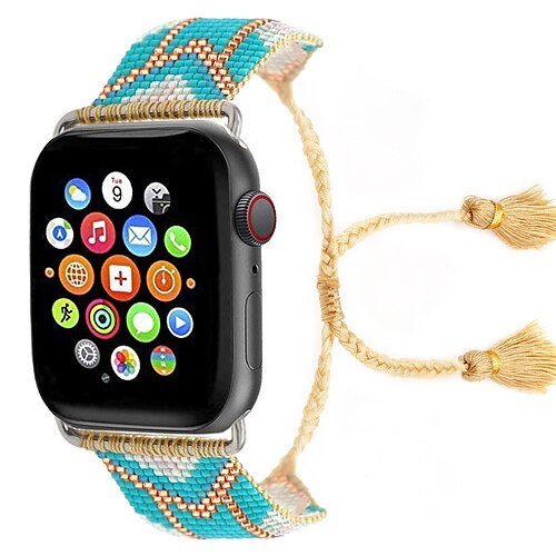 

1PC Smart Watch Band Compatible with Apple iWatch Series 8 7 6 5 4 3 2 1 SE Handmade Braided Rope for iWatch Smartwatch Strap Wristband Fabric Handmade Adjustable Breathable