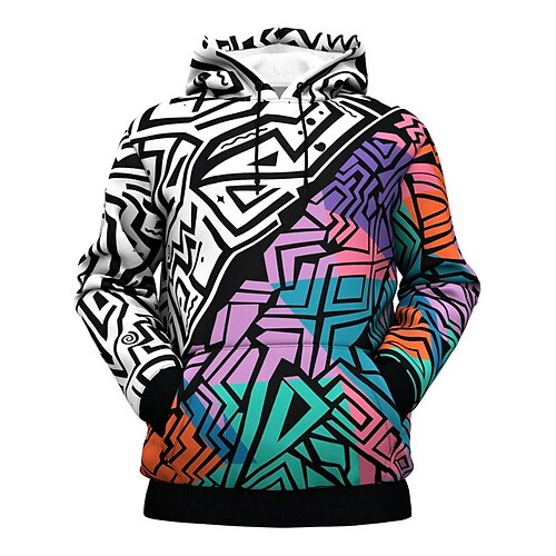 

Men's Unisex Pullover Hoodie Sweatshirt Purple Hooded Geometric Graphic Prints Print Daily Sports 3D Print Streetwear Designer Casual Spring & Fall Clothing Apparel Hoodies Sweatshirts Long Sleeve