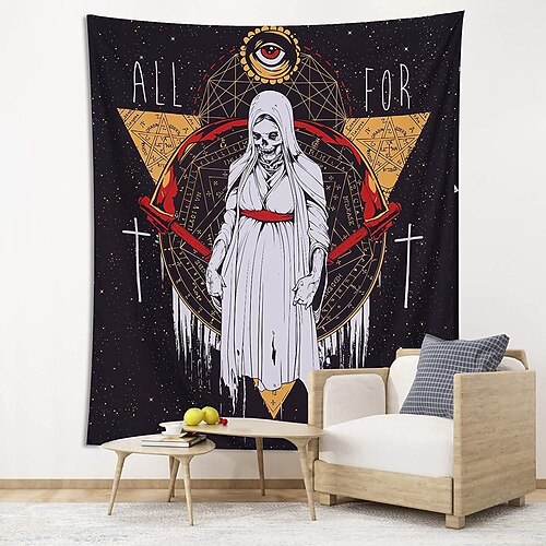 

Halloween Party Holiday Wall Tapestry Art Decor Blanket Curtain Picnic Tablecloth Hanging Home Bedroom Living Room Dorm Decoration Psychedelic Pumpkin Haunted Scary House Polyester