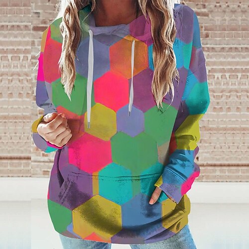 

Women's Hoodie Sweatshirt Green Graphic Sports Long Sleeve 3XL