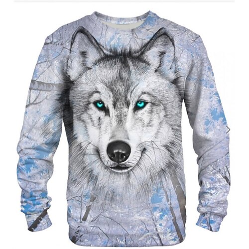 

Men's Unisex Sweatshirt Wolf Graphic Prints Print Outdoor Street Daily 3D Print Basic Sports Hoodies Sweatshirts Long Sleeve Gray