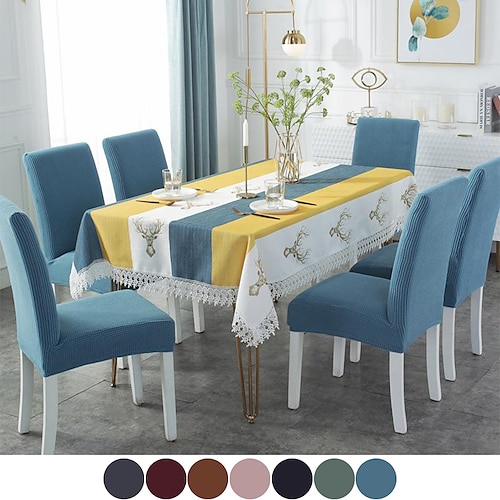 

Stretch Dining Chair Cover Table Cloth Chair Seat Slipcover with Elastic Band for Dining Room Wedding Ceremony Banquet Hotel Home Decor