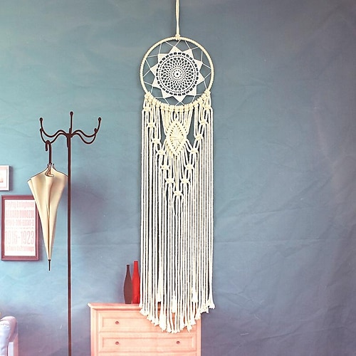 

Boho Hand Woven Macrame Wall Tapestry Bohemian Boho Art Decor Hanging Wedding Backdrop Home Bedroom Living Room Decoration Nordic Handmade Tassel Cotton