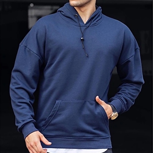 

Men's Pullover Quarter Zipper Hoodie Hooded Solid Color Pocket Front Pocket Quarter Zip Daily Holiday Going out non-printing Streetwear Casual Hoodies Sweatshirts Long Sleeve Navy Blue