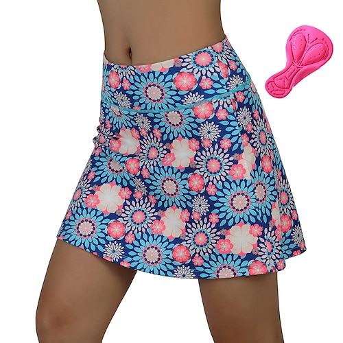 

21Grams Women's Cycling Skort Skirt Bike Skirt Bottoms Mountain Bike MTB Road Bike Cycling Sports Floral Botanical 3D Pad Cycling Breathable Quick Dry Blue Pink Polyester Spandex Clothing Apparel