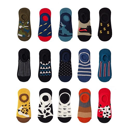 

Men's No Show Socks Office Work Daily Dot Spandex Nylon Cotton Basic Casual Classic 1 Pair