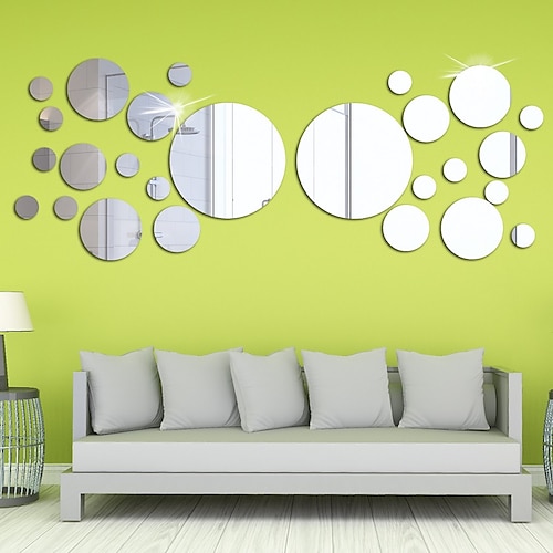 

Adesivo de parede de espelho 3d decoração para casa decorações redondas adesivo de espelho diy mural removíveis ornamentos de arte decalque de sala de estar