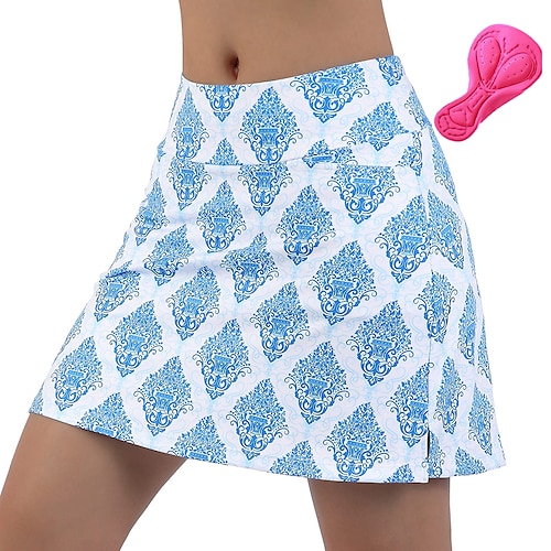 

21Grams Women's Cycling Skort Skirt Bike Skirt Bottoms Mountain Bike MTB Road Bike Cycling Sports Graphic 3D Pad Cycling Breathable Quick Dry Blue Polyester Spandex Clothing Apparel Bike Wear