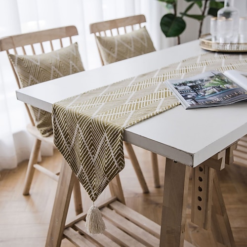 

Nordic jacquard geometric table flag tassel fashion tea flag meal flag long polyester cotton table cloth