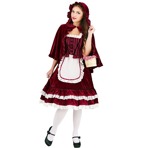 

Fairytale Little Red Riding Hood Outfits Women's Movie Cosplay Cosplay Red Dress Cloak Halloween Masquerade Polyester