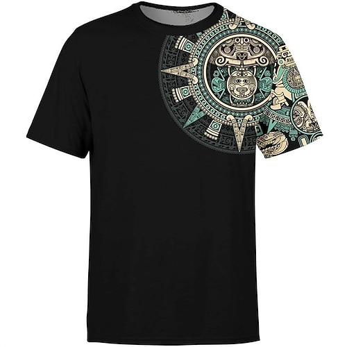 

Men's Unisex T shirt Tee 3D Print Tribal Graphic Prints Crew Neck Street Daily Print Short Sleeve Tops Casual Comfortable Big and Tall Sports Green Red Brown / Summer