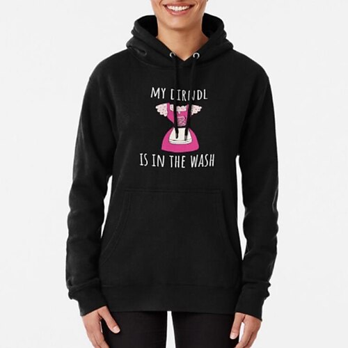 

Women's Pullover Hoodie Sweatshirt Active Streetwear Front Pocket Print Black Text Beer Sports Hooded Long Sleeve S M L XL XXL