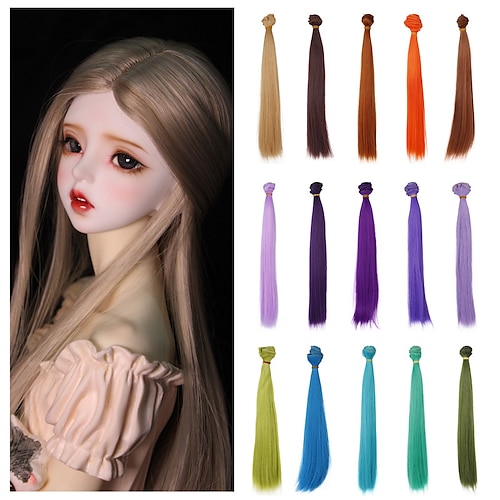 

small cloth ob bjd sd keer as doll wig long hair row diy high temperature wire 30 cm Straight Synthetic Doll Hair Wefts for Rerooting Wig Making