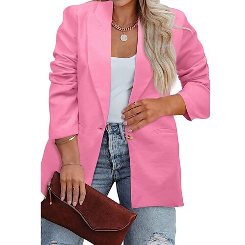 

blazer da donna taglie forti tasca semplice grafica formale lavoro manica lunga couverture regolare autunno inverno cachi 3xl