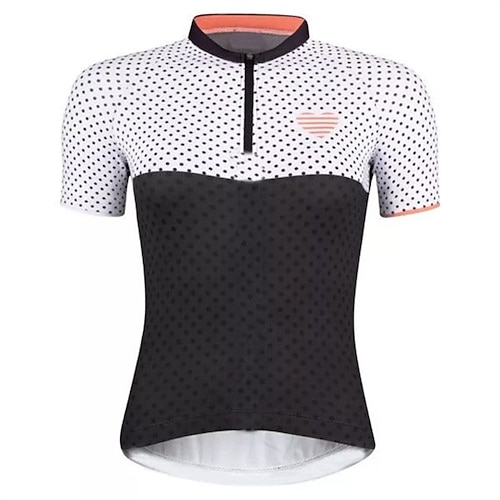 

21Grams Women's Cycling Jersey Short Sleeve Bike Top with 3 Rear Pockets Mountain Bike MTB Road Bike Cycling Breathable Quick Dry Moisture Wicking Reflective Strips White Black Polka Dot Heart