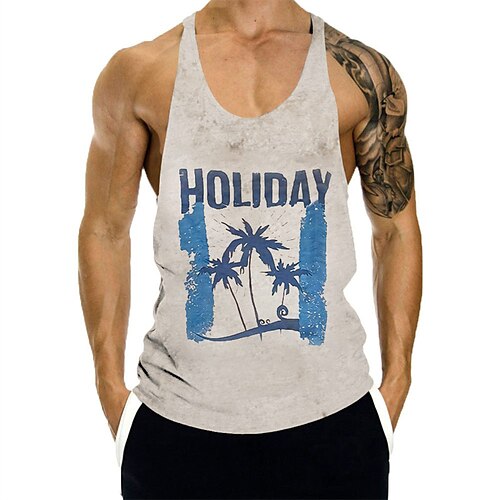 

Men's Tank Top Vest Graphic Tree Crew Neck White 3D Print Outdoor Street Sleeveless 3D Print Clothing Apparel Fashion Breathable Comfortable Beach / Summer / Summer