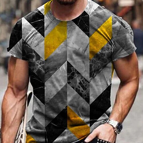 

Men's Unisex T shirt Tee 3D Print Patchwork Graphic Prints Crew Neck Street Daily Print Short Sleeve Tops Casual Big and Tall Sports Gray / Summer / Summer