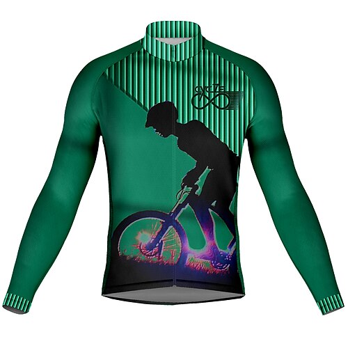 

21Grams Men's Cycling Jersey Long Sleeve Bike Top with 3 Rear Pockets Mountain Bike MTB Road Bike Cycling Breathable Quick Dry Moisture Wicking Reflective Strips Green Graphic Polyester Spandex Sports