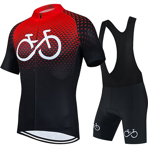 

Men's Short Sleeve Cycling Jersey with Bib Shorts Blue Bike 3D Pad Breathable Quick Dry Sports Graphic Clothing Apparel