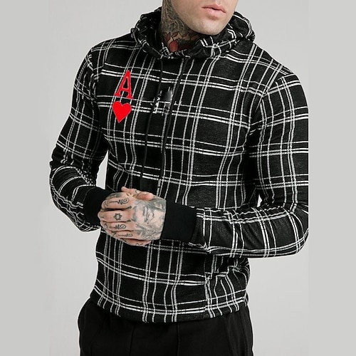 

Homens Unisexo Moletom com capuz Preto Com Capuz Xadrez Estampas Abstratas Tartã Imprimir Diário Esportes Impressão 3D Básico Roupa de rua Casual Primavera Outono Roupa Moletons Moletons Manga Longa