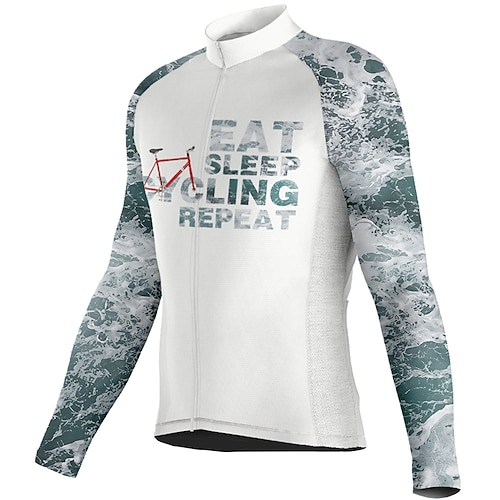 

21Grams Men's Cycling Jersey Long Sleeve Bike Top with 3 Rear Pockets Mountain Bike MTB Road Bike Cycling Breathable Quick Dry Moisture Wicking Reflective Strips White Graphic Polyester Spandex Sports