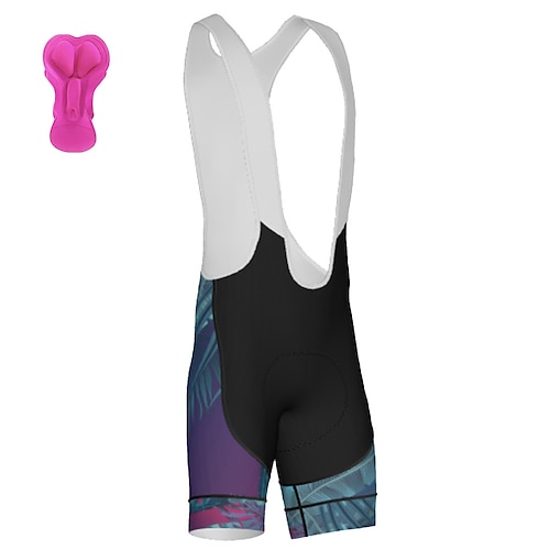 

21Grams Women's Cycling Bib Shorts Bike Bottoms Mountain Bike MTB Road Bike Cycling Sports Leaf 3D Pad Cycling Breathable Quick Dry Purple Polyester Spandex Clothing Apparel Bike Wear / Stretchy