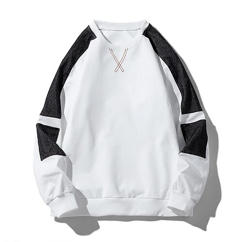 

Men's Sweatshirt Pullover Color Block Sports Outdoor Daily Sports Basic Casual Hoodies Sweatshirts White Black Gray