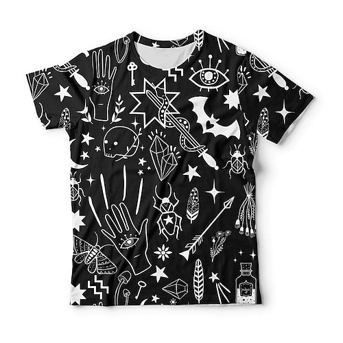 

Men's Unisex T shirt Tee 3D Print Cartoon Graphic Prints Crew Neck Street Daily Print Short Sleeve Tops Casual Classic Big and Tall Sports Black / Summer