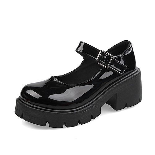 

Mujer Zapatos lolita Mary Jane Lolita Zapatos de disfraz Diario Verano Hebilla Tacón alto Dedo redondo Elegante Pijo Dulce Zapatos de Paseo Cuero PU Tira de tobillo Color sólido Negro Mate Negro Beige